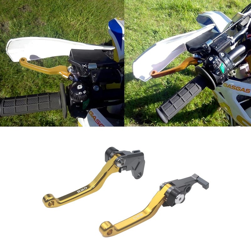 Adsspro Motorcycle Billet Foldable Brake Clutch Lever Handle CNC Aluminum Pivot for DRZ400 DRZ400S DRZ400SM DRZ400E 00-23 DR250R 97-00 DR200S 15-19 Dirt Pit Bike Motocross Motorbike (Gold) - Image 5